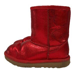 Kid's UGG CLASSIC II METALLIC SPARKLE RED‎ BOOTS- Size 13